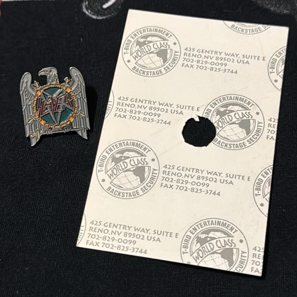 SLAYER t-shirt w/ Decade of Aggression Tour 1991 pass & SLAYER pin! Slayer lot!! - Picture 7 of 10